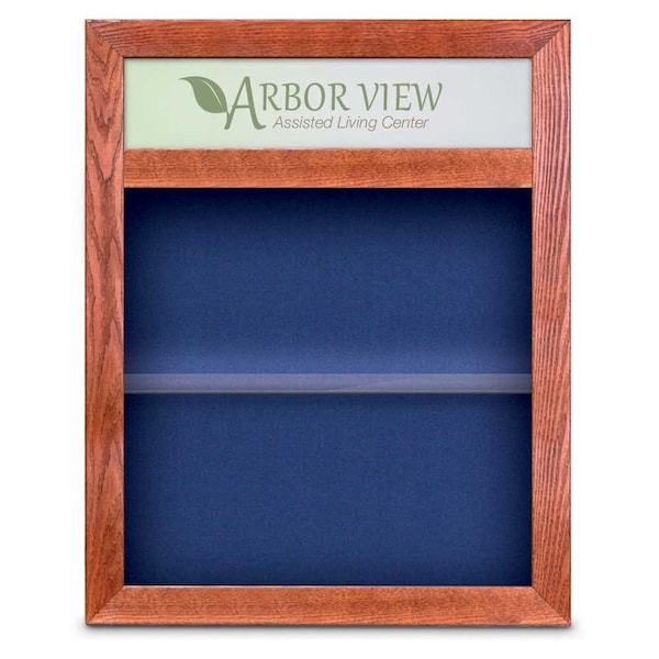 United Visual Products Outdoor Enclosed Combo Board, 42"x32", Satin Frame/Grey & Cobalt UVCB4232OD-GREY-COBACC - main